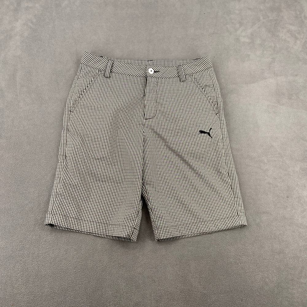 Puma Mens Golf Shorts Black White Gingham Check Plaid Size 30 Performance Sport